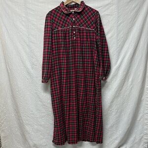 L.L. Bean Plaid Flannel Long Sleeve Nightgown | XL REG